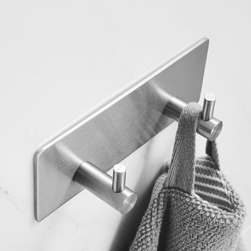XIVADA Handdoekhaken Duo - Rvs - Plakstrip - Zilver - 2 in 1