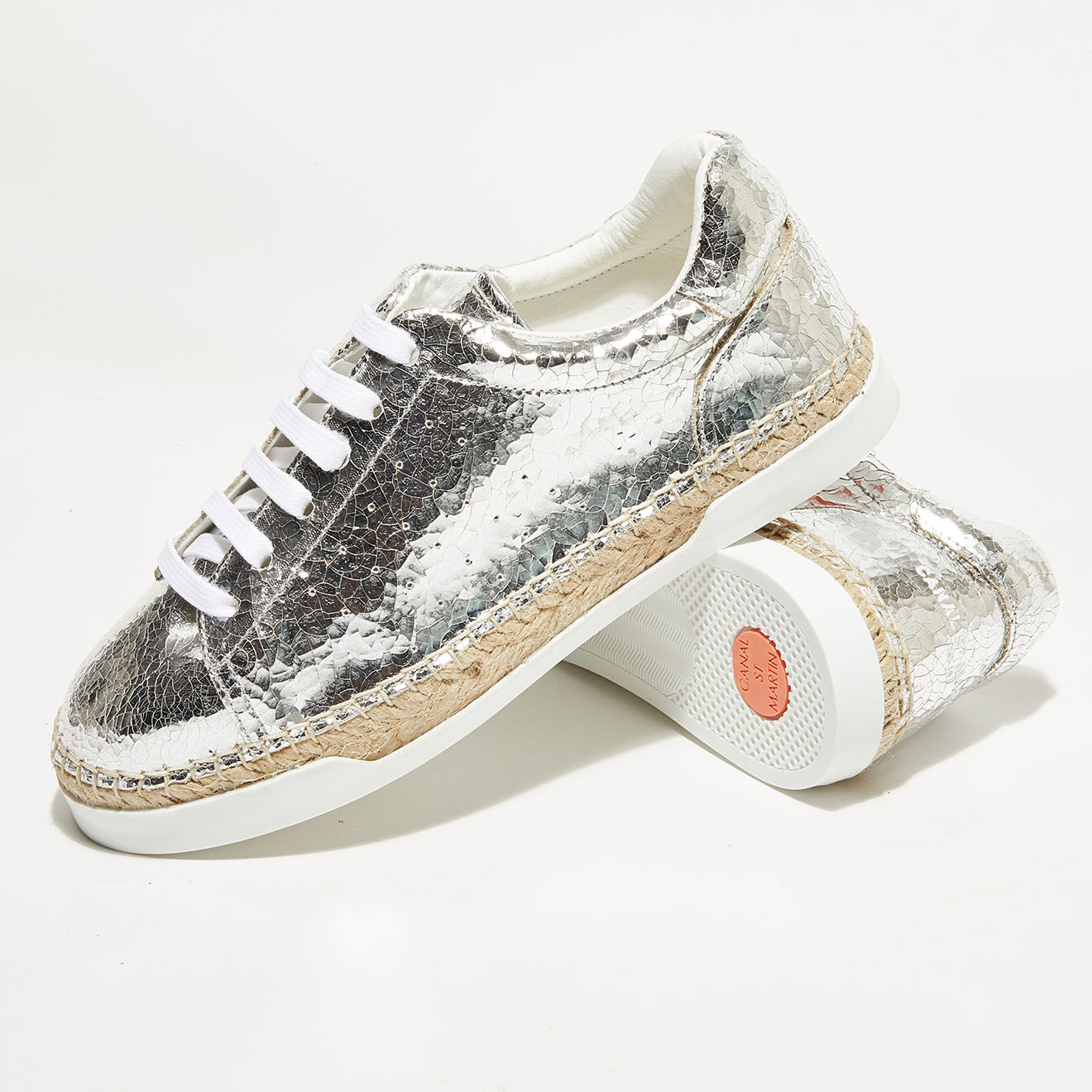 Canal Saint Martin Sneakers en Cuir Lancry argentées