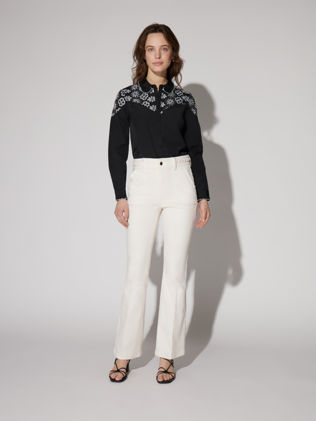 Pantalon flare détail tresse