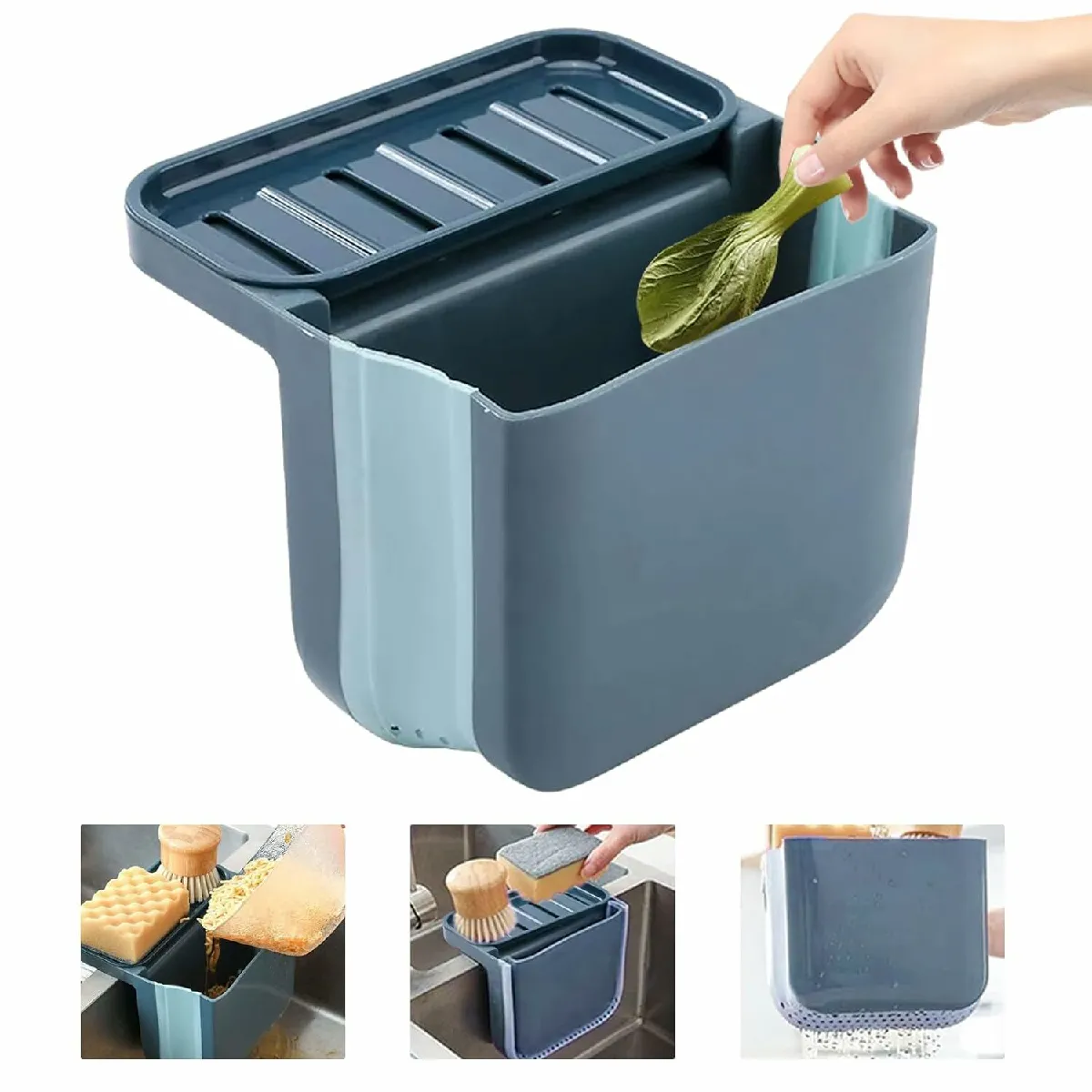 Vendos85 Poubelle Séparation Sèche et Humide 1L - Bleu