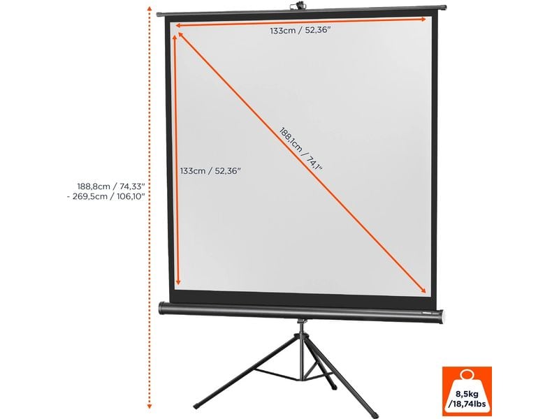 Celexon Stativleinwand Eco 133x133cm 1:1 Stativleinwand Economy 133 x 133 cm