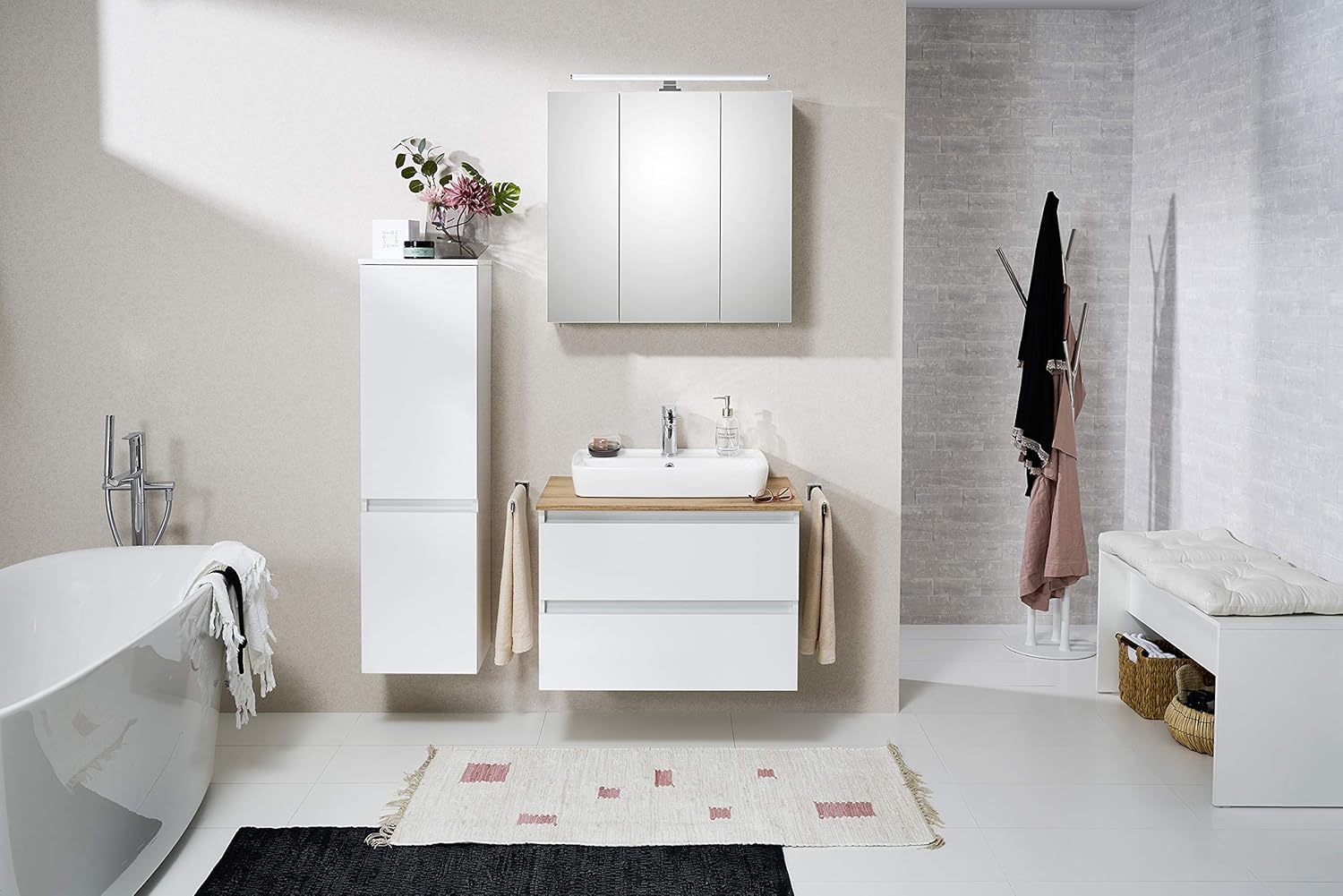 Pelipal Waschtischunterschrank Quickset 360 mit Waschbecken in Weiß Glanz, 78 cm breit | Waschplatz mit 2 Schubkästen