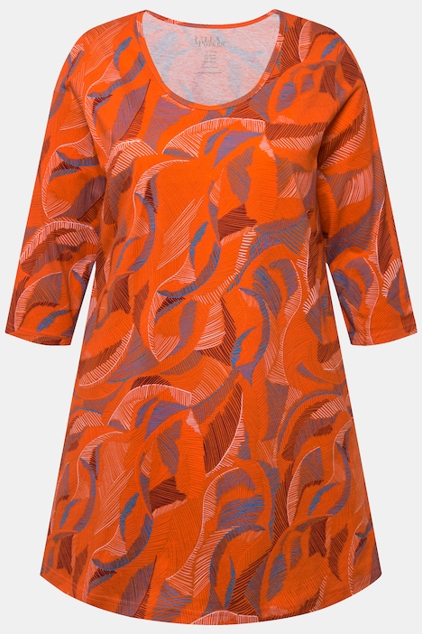 Longshirt, Blätter, Rundhalsausschnitt, 3/4-Arm