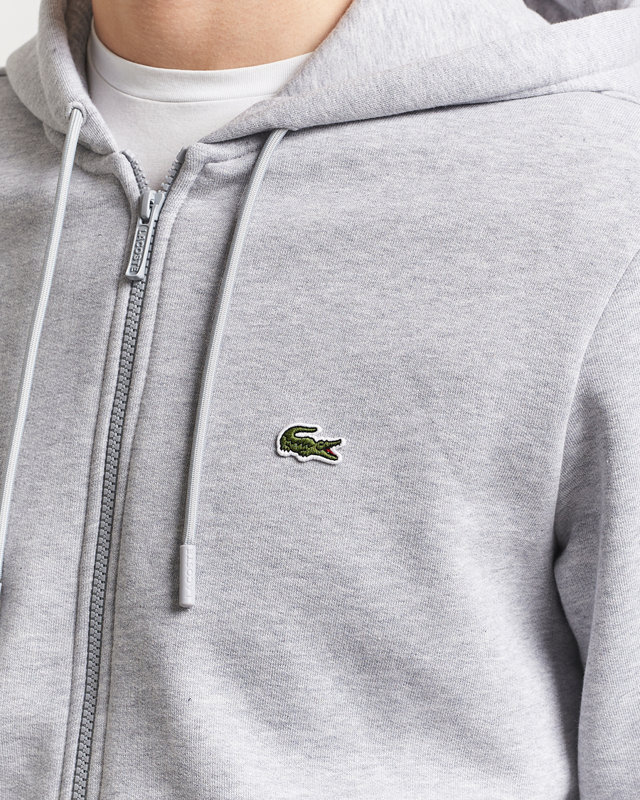Lacoste Full Zip Hoodie Silver Chine