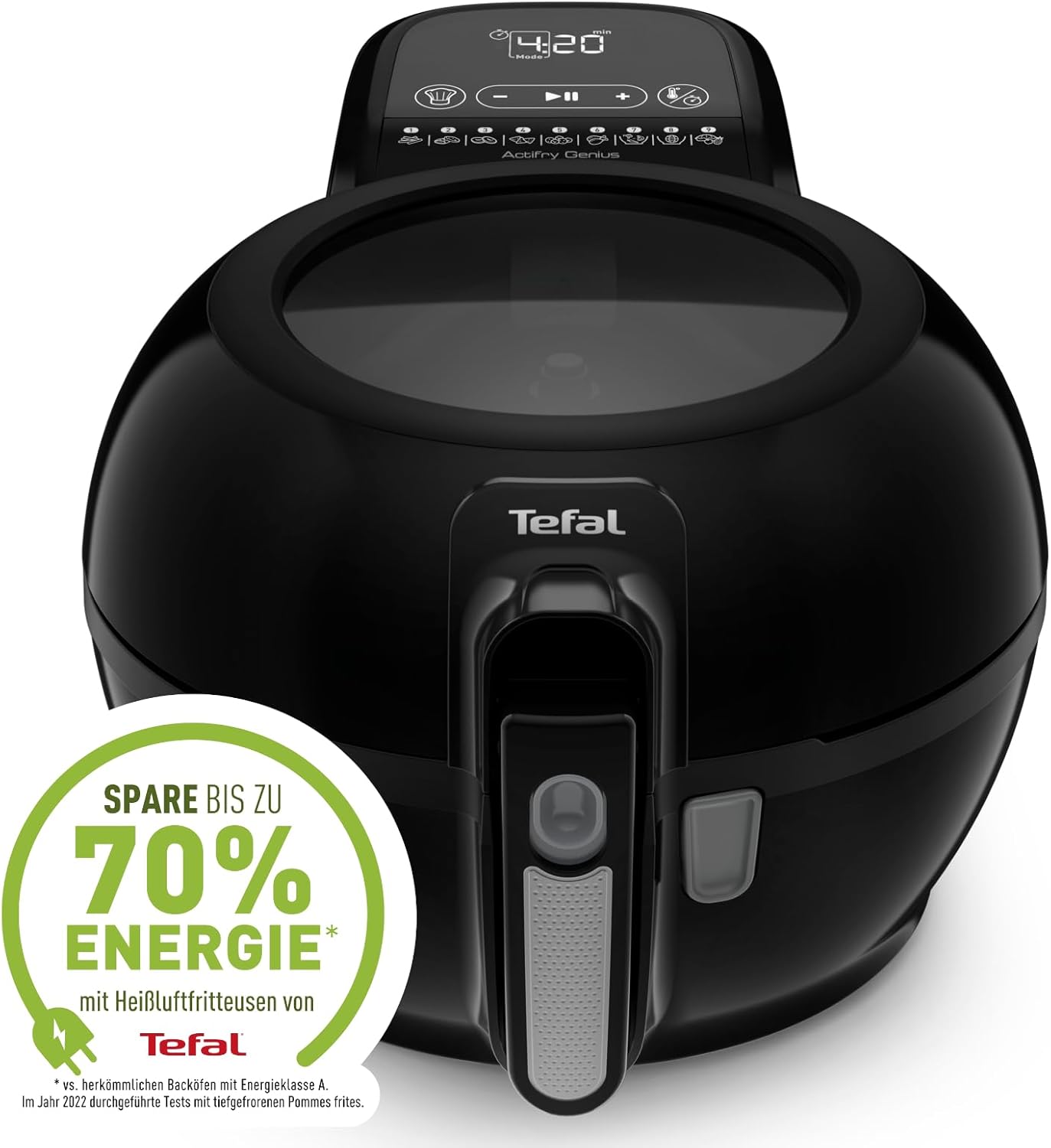 Tefal ActiFry Genius+ Heißluftfritteuse mit Rührarm, Airfryer, kein Schütteln, 1500 W, 1,2 kg für 6 Personen, 9 Auto-Kochmenüs, ‎energiesparend, gesunde Fritteuse ohne Öl, schwarz, FZ7738