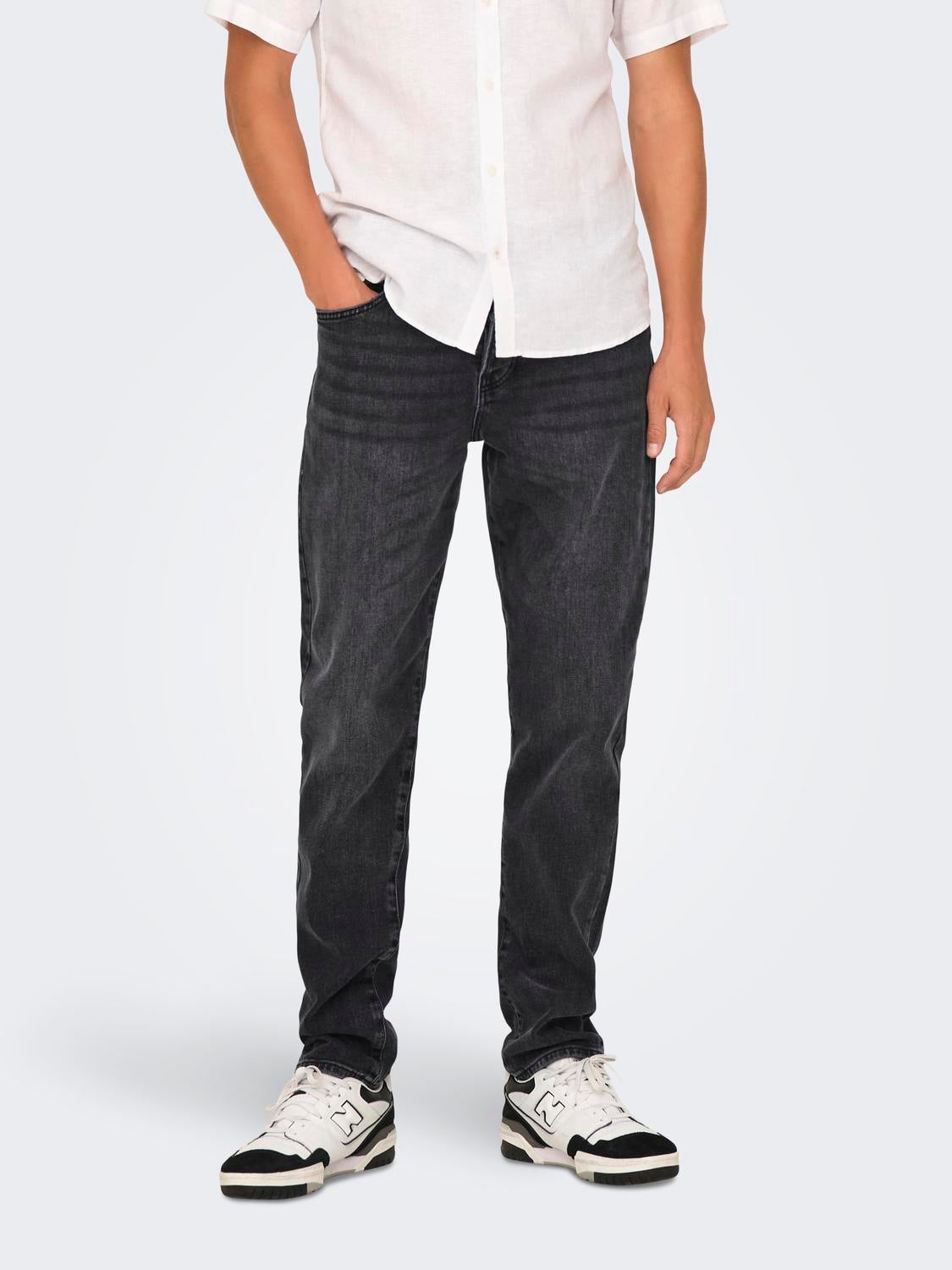 ONSYOKE Mittlere Taille Verjüngt Jeans Black Denim