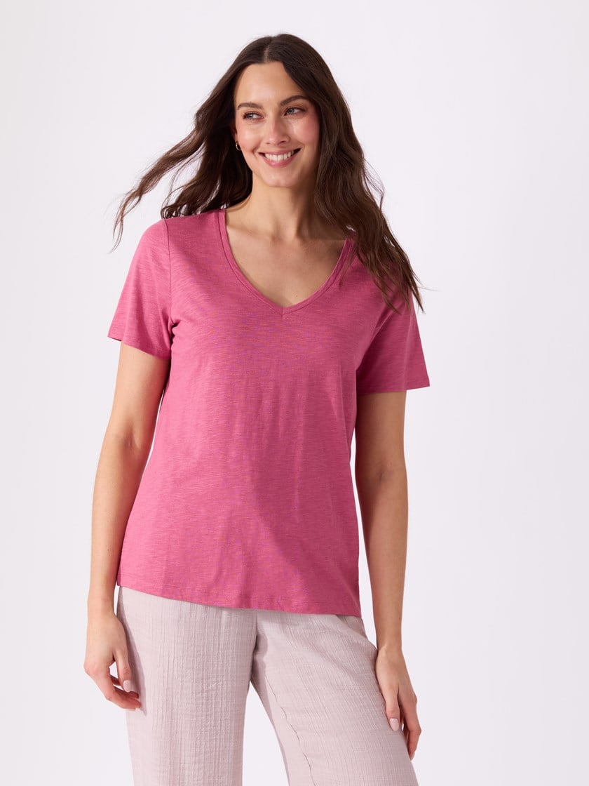 Ava v-hals t-skjorte Rose Wine