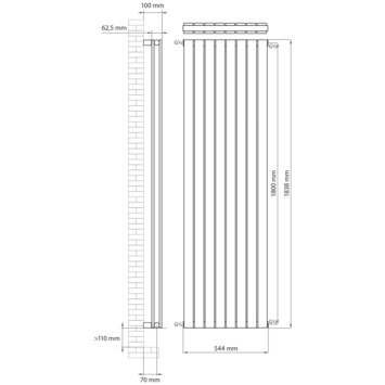 Haceka designradiator Thalia mint 1585 Watt 184x54 cm