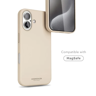 iPhone 16 MagSafe Schutzhülle Like Leather Case aus Recycelten Materialien (ELC00009) - Beige