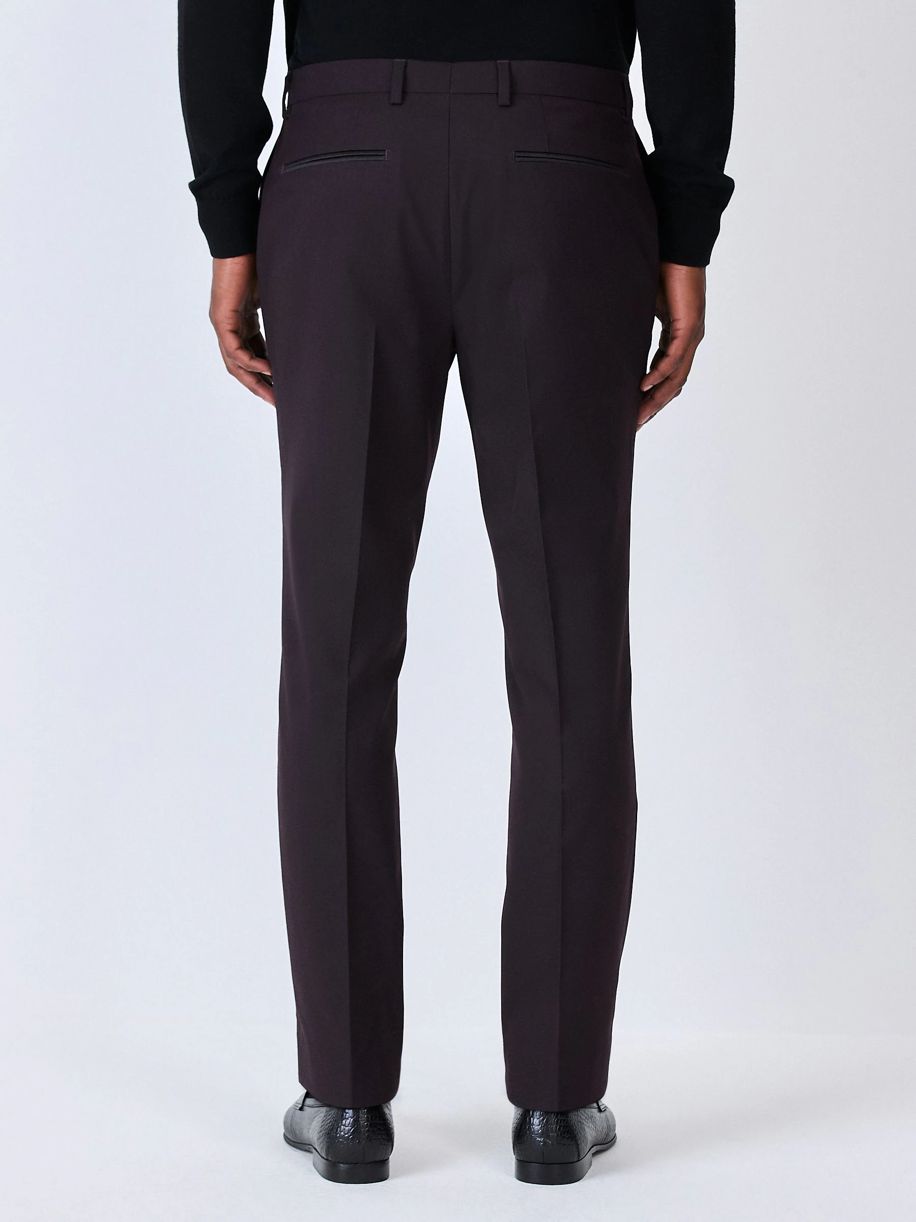Bordeauxrood - Tailored fit - Pantalon in smokingstijl