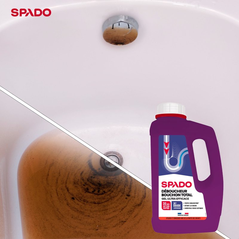 Déboucheur gel spécial bouchon total Spado - Flacon de 1L