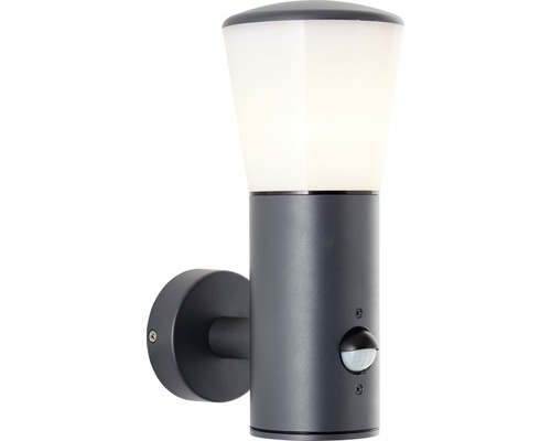 Sensorgestuurde buitenwandlamp IP44, 1-lichts, HxB 24x10,5 cm, Cliffi antraciet/wit