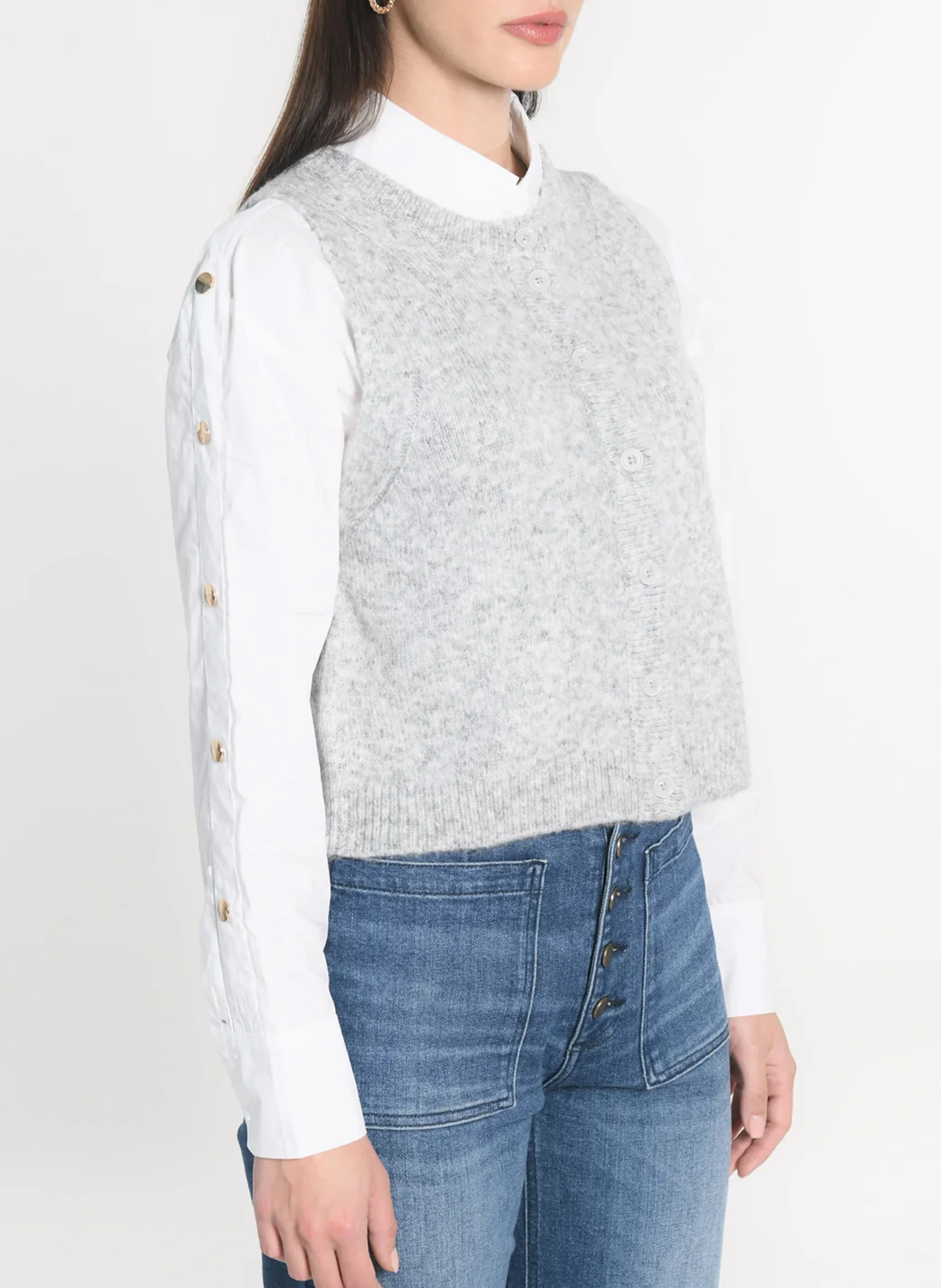 JOANA - Gilet sans manches boutonné | Gris