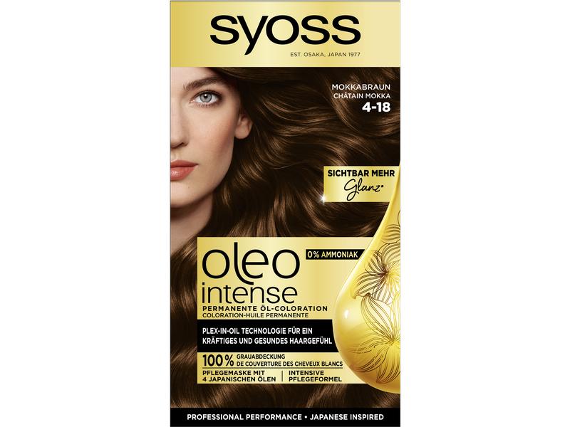 Syoss oleo intense Haarcoloration Oleo Intense 4-18 Mokkabr Permanente Öl-Haarfarbe für tiefere Farbintensität und Haltbarkeit