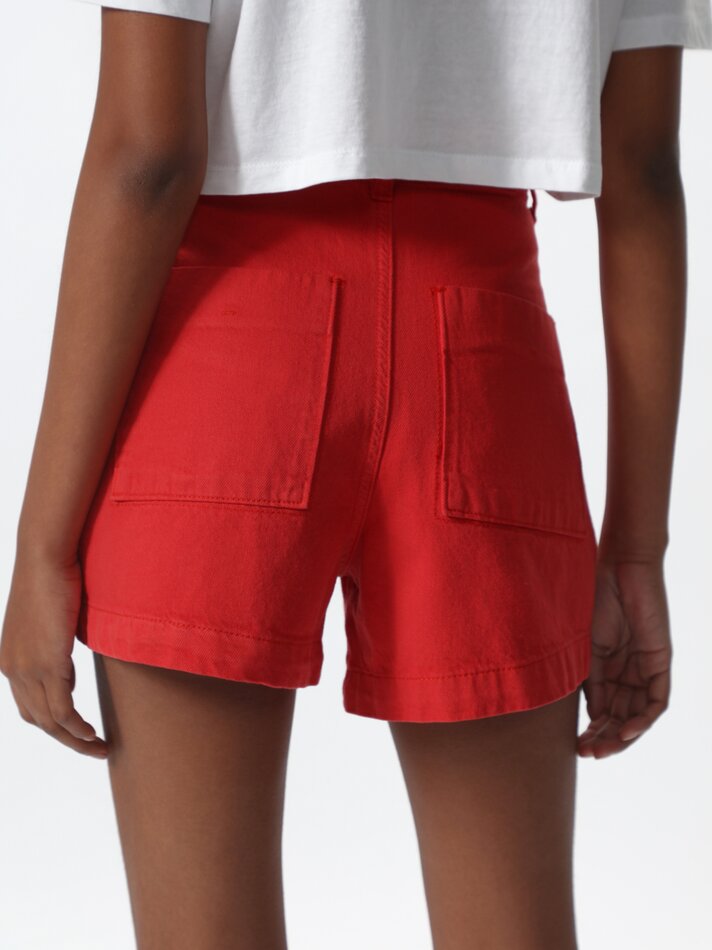 Calções de ganga - Vermelho