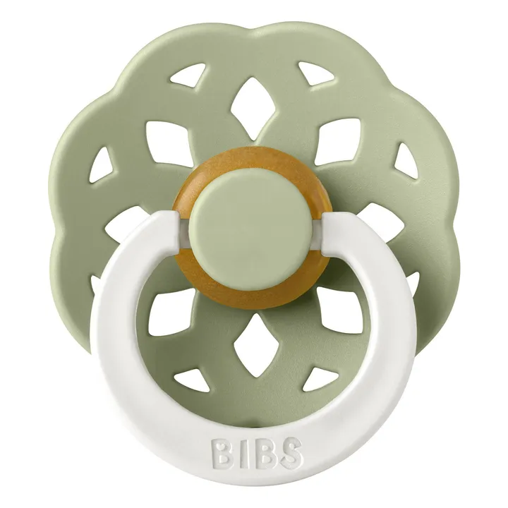Bibs Tétines phosphorescentes en caoutchouc naturel Bohème - Set de 2 | Vert amande