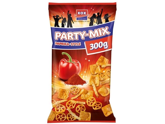 XOX Snack Party-Mix Paprika-Style 300 g Würziger Kartoffel-Weizen-Snack mit Paprika