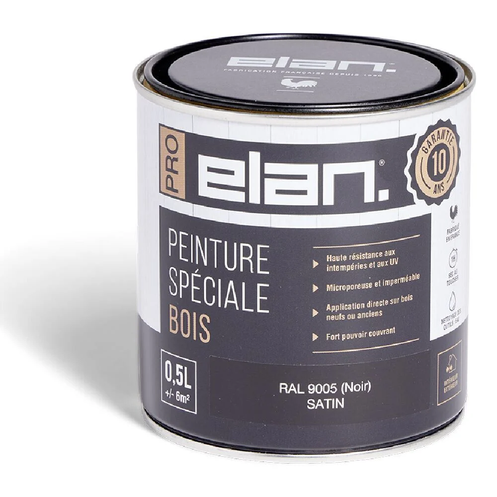 Pot peinture Elan bois int/ext noir 0,5L