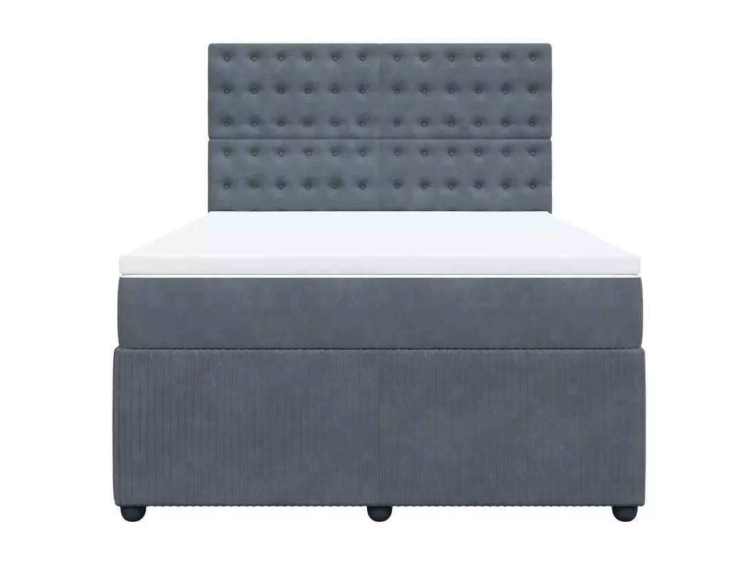 Sommier à lattes de lit et matelas Gris foncé 140x190cm Velours
