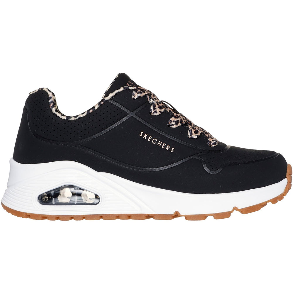 Køb Skechers Black Uno Gen1 Leopard Chic