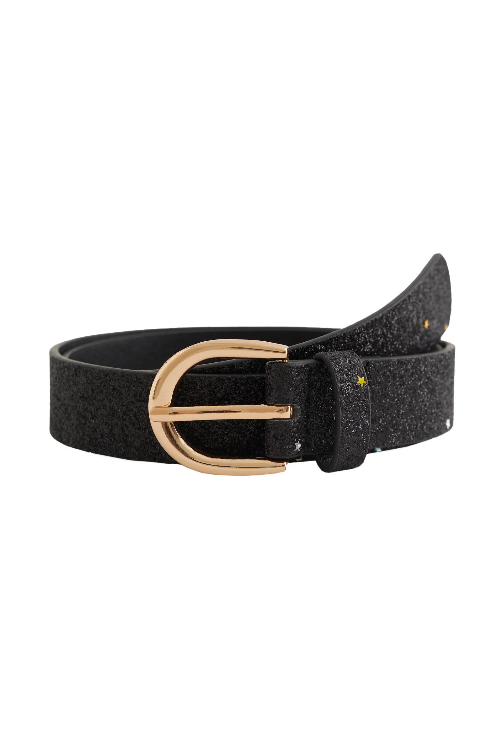 WE Fashion riem met sterrenprint zwart