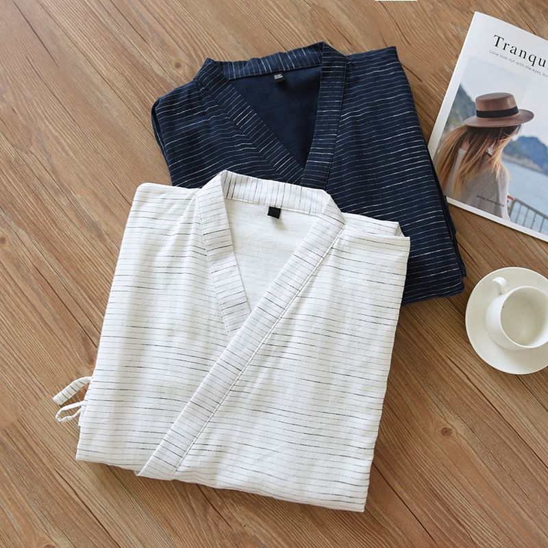 Finlies - Gestreepte jacquard kimono pyjamajas