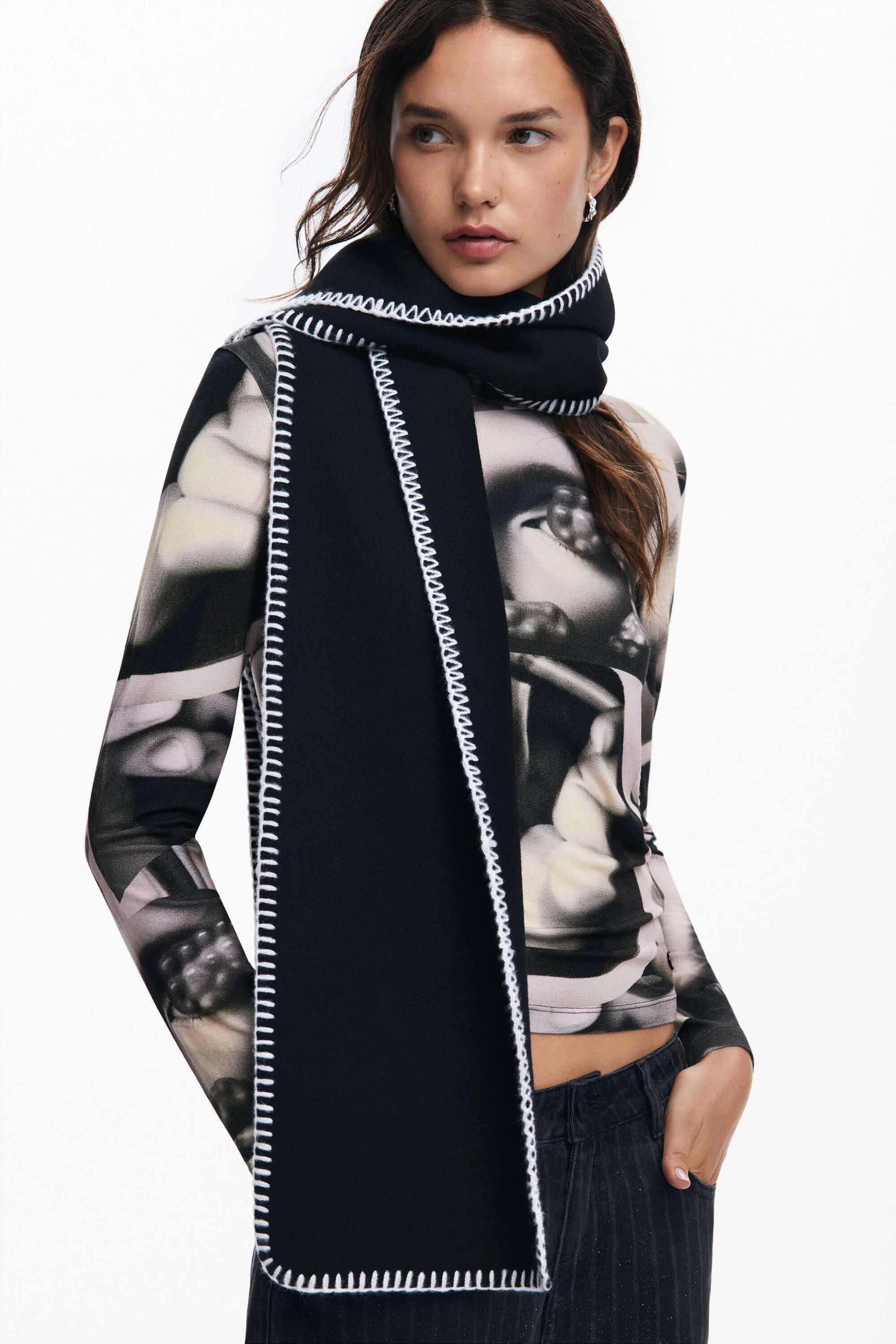 Poncho com lenço