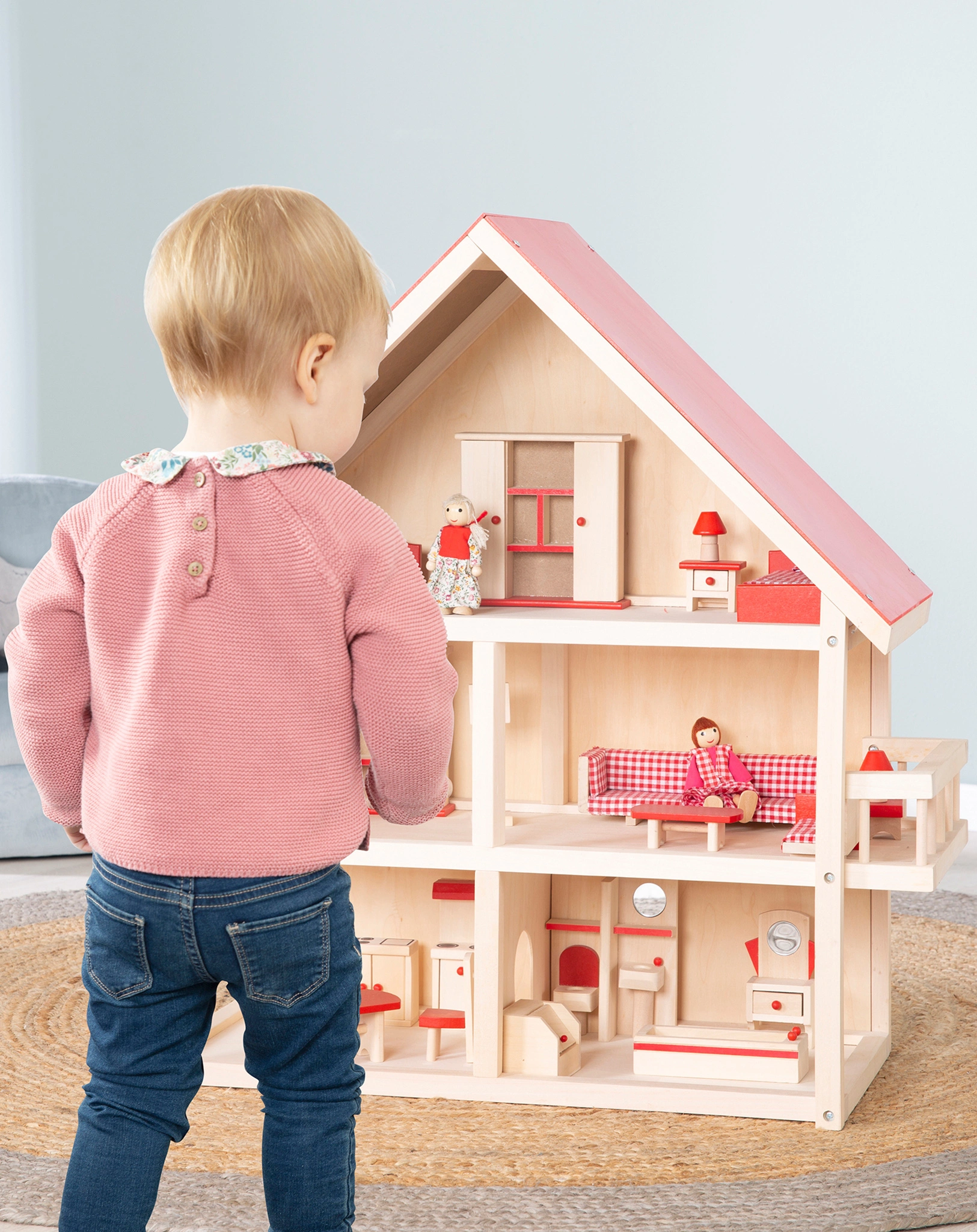 Puppenhaus Holz (Farbe: rot)