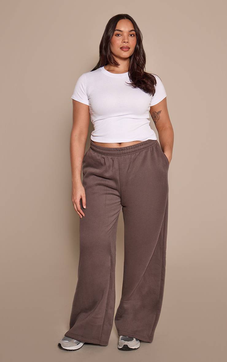 Charbon Pantalon De Jogging Droit En Molleton De Coton Grande Taille