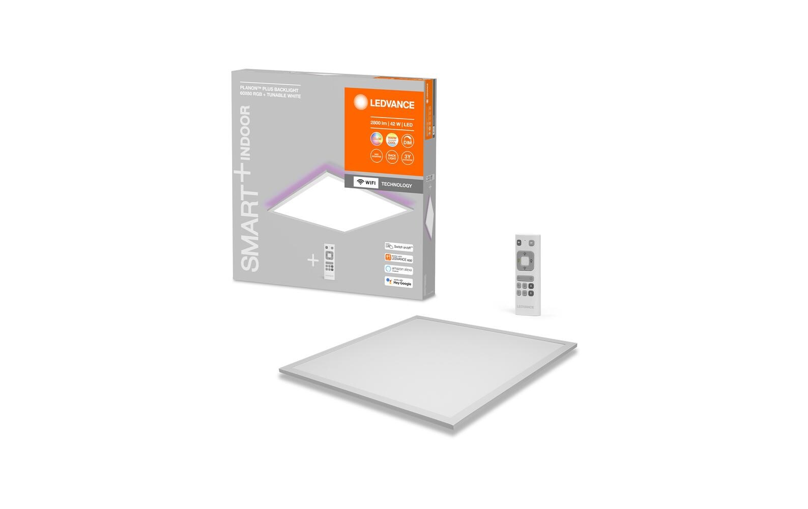 LED-Panel SMART+ Planon Plus Backlight 60x60cm, RGBTW, ws<br>Smart Panel mit Haupt- und Hintergrundbeleuchtung mit WIFI-Technologie