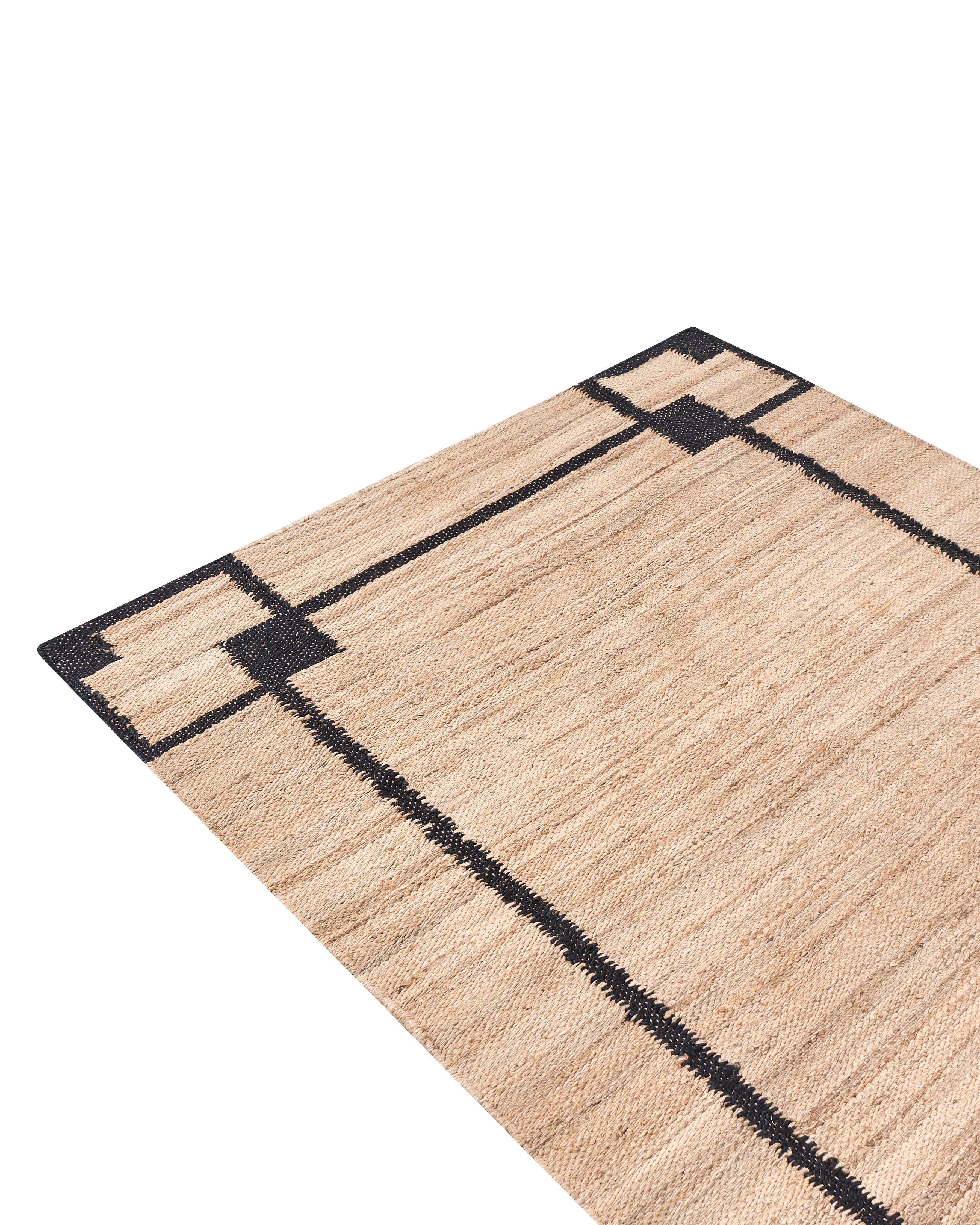 Vloerkleed GONDIA Zwart/beige 160 x 230 cm Jute
