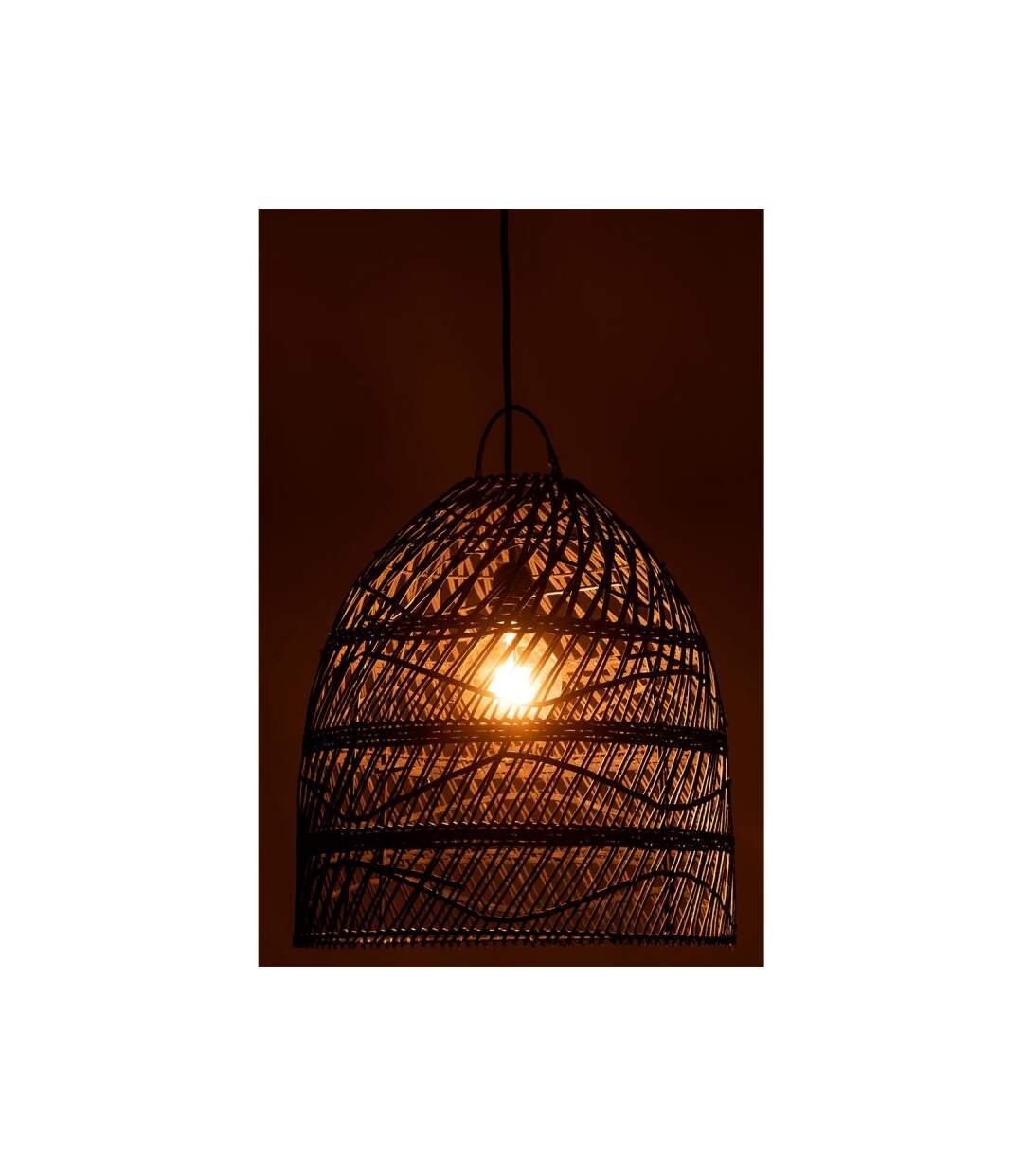 Paris Prix - Abat-jour En Rotin vague 43cm Noir