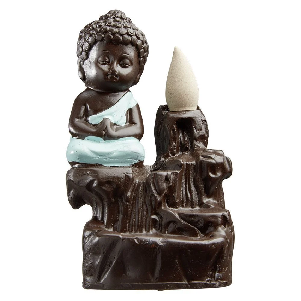 Porte encens bouddha en résine reflux cascade