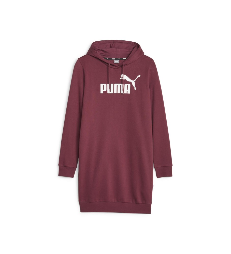 Vestido com capuz e logo Puma Essentials, cor bordô