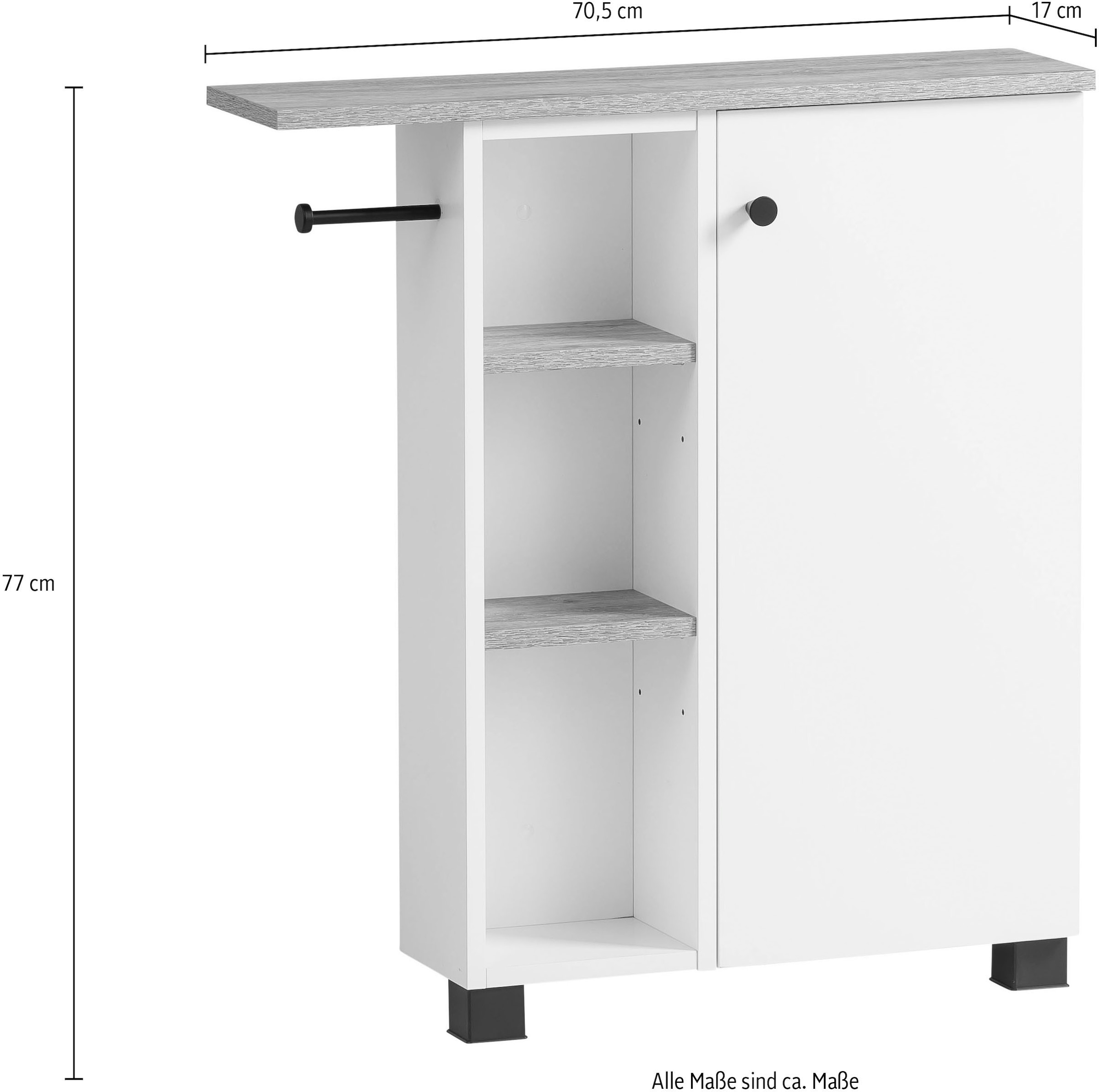 welltime Mehrzweckschrank »Balto, Breite 70 cm« Holzdekor mit fühlbarer Struktur, Regal beidseitig montierbar