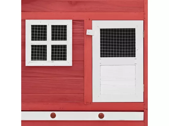 Poulailler avec nichoir Rouge et blanc Bois de sapin massif