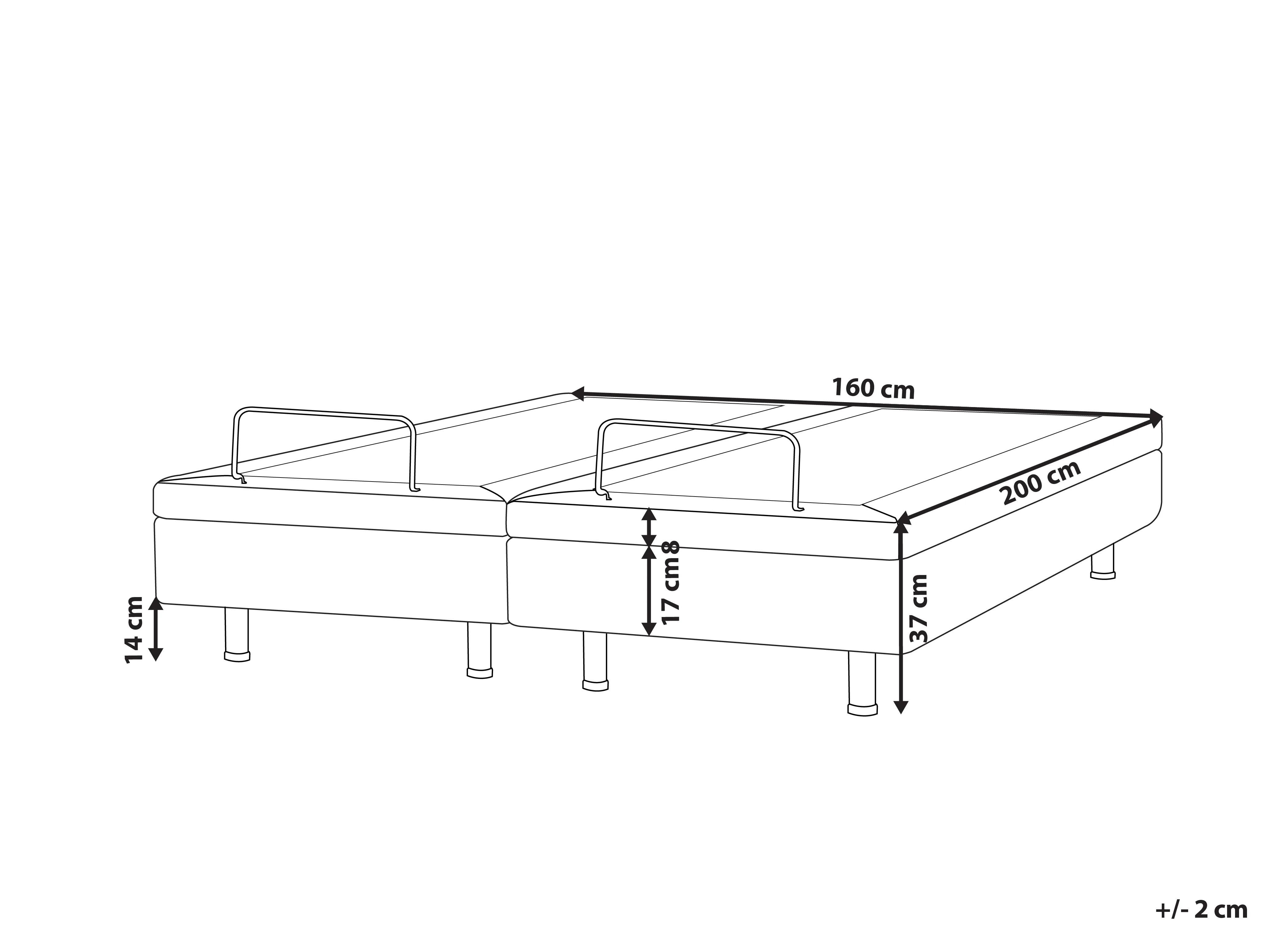 Verstelbaar bed zonder hoofdbord Stof CASTELLAN 160 x 200 cm Lichtgrijs