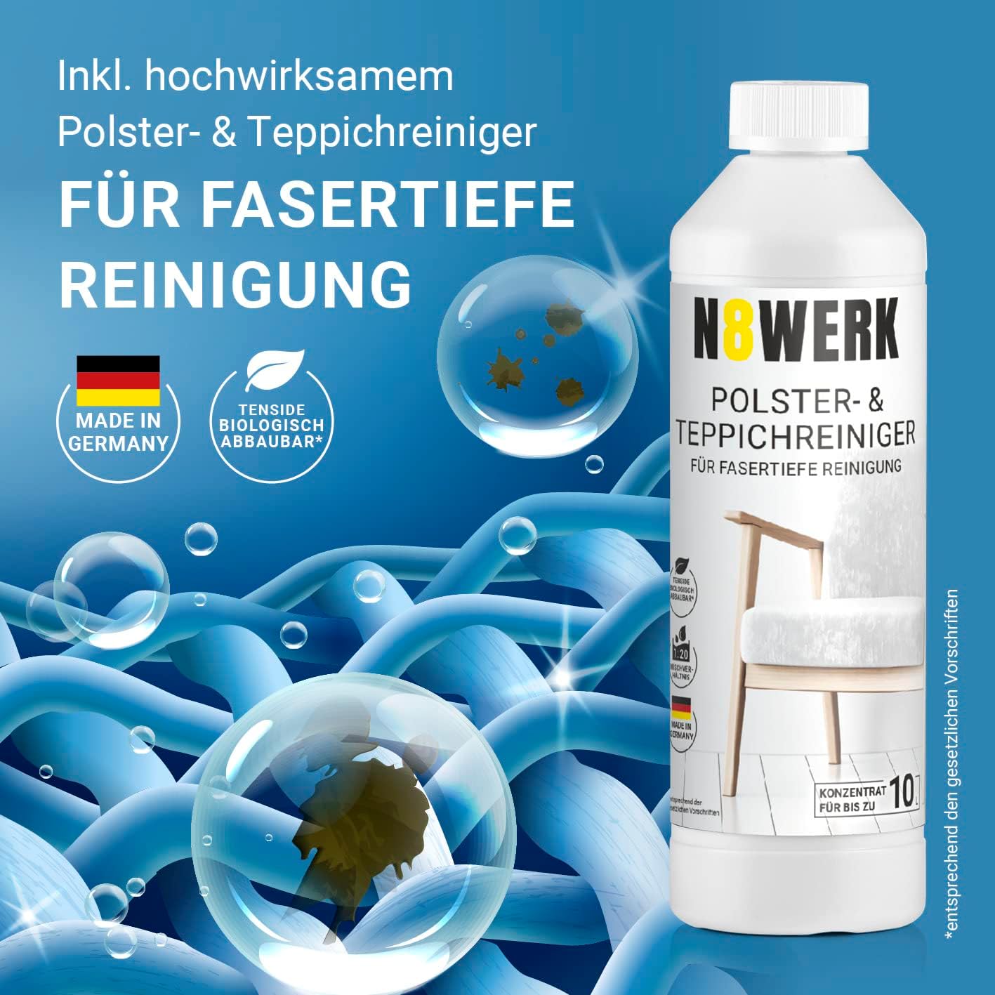 Sprüh- und Waschsauger für hygienische Sauberkeit bis in die Fasertiefe | Inkl. Shampoo | Entfernt hartnäckige Flecken & trocknet schnell | Ideal für Teppiche, Hartböden & Polster [1200 Watt]