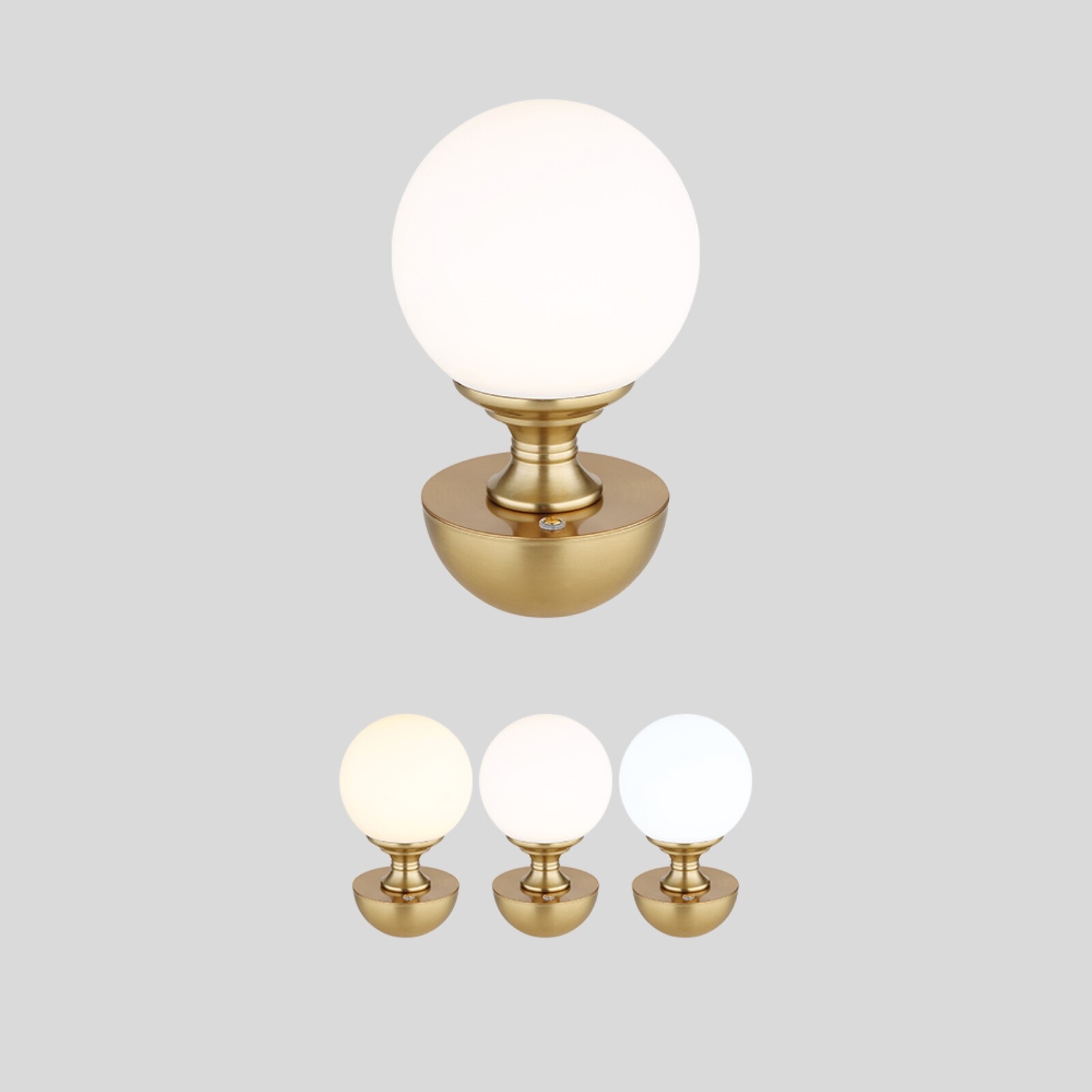 LED-Tischleuchte - Messing matt - opal - 21 cm