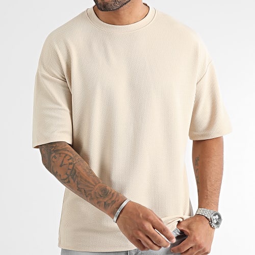 Lot De 2 Tee Shirt Texturé Waffle Large 0421 Noir Beige