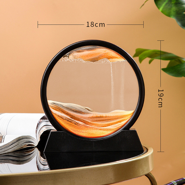 (Ø18cm) 3D Sandbild Home Deko Sanduhr Bewegliches Kunst Accessoire - Orange