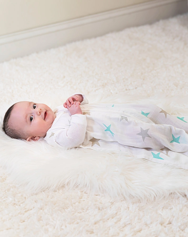 Schlafsack SILKY SOFT – MILKY WAY in weiß/blau
