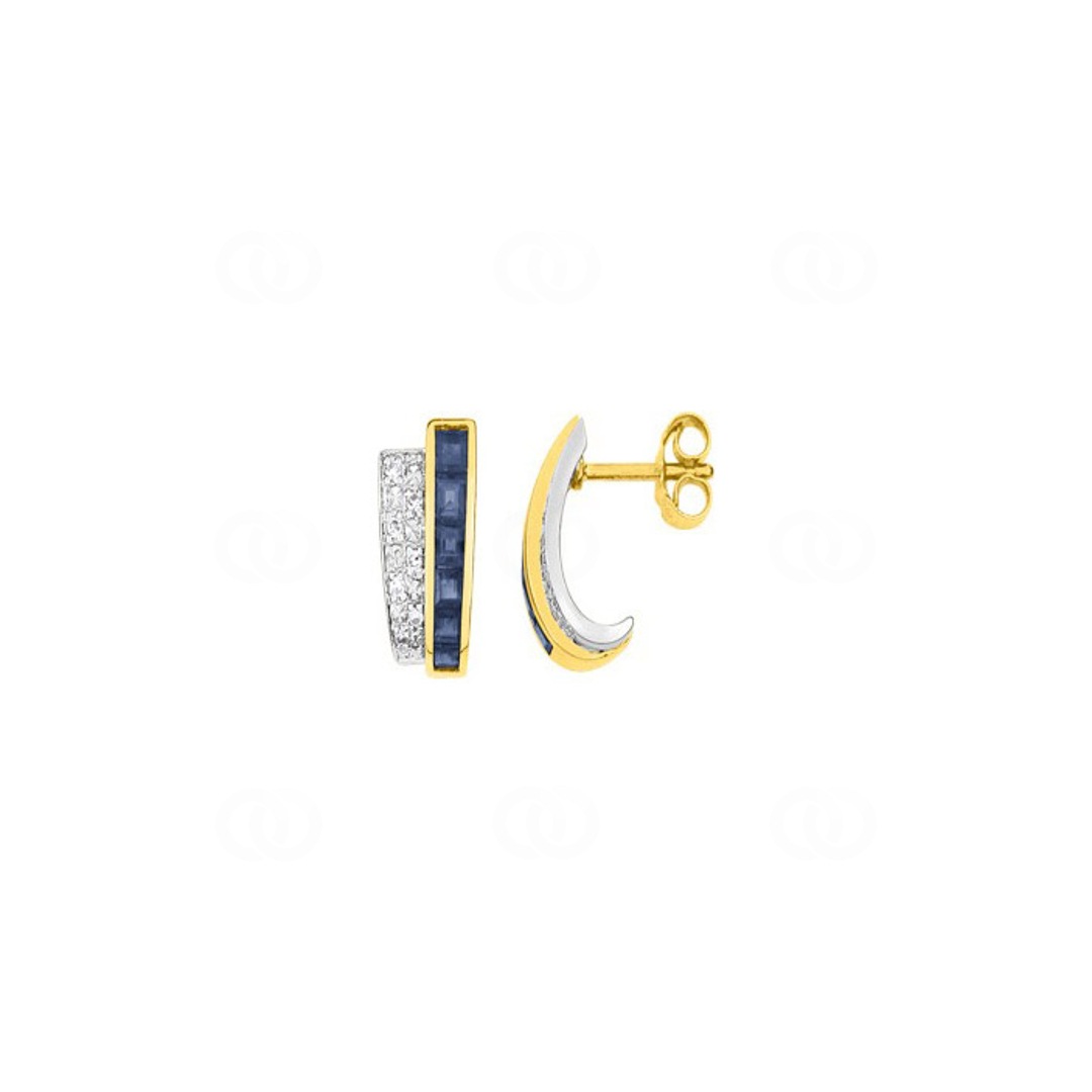 Ohrringe 750/18 K Gelbgold mit Saphiren 2.15ct. und Diamanten 0.08ct.