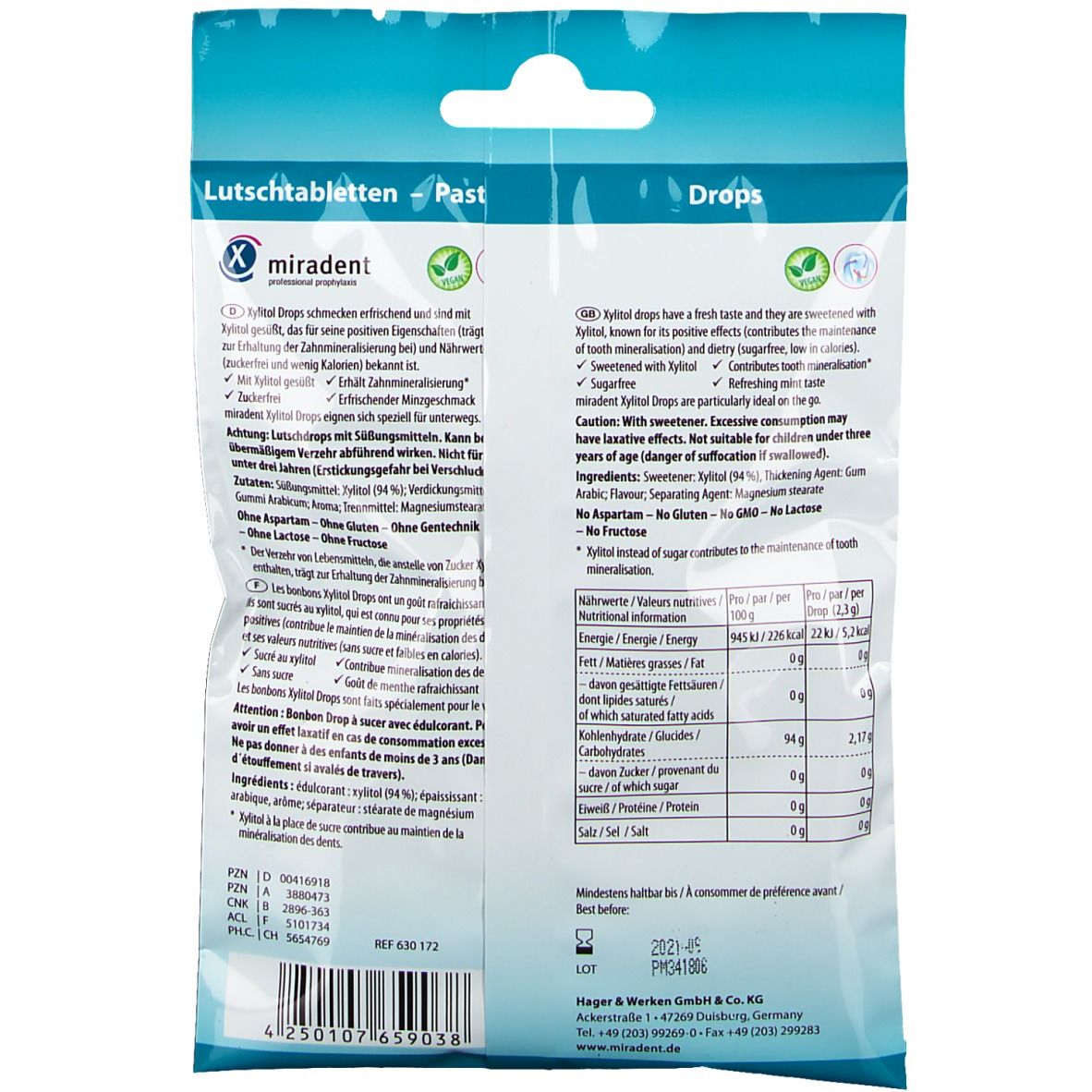 miradent Xylitol Drops Mint zuckerfrei