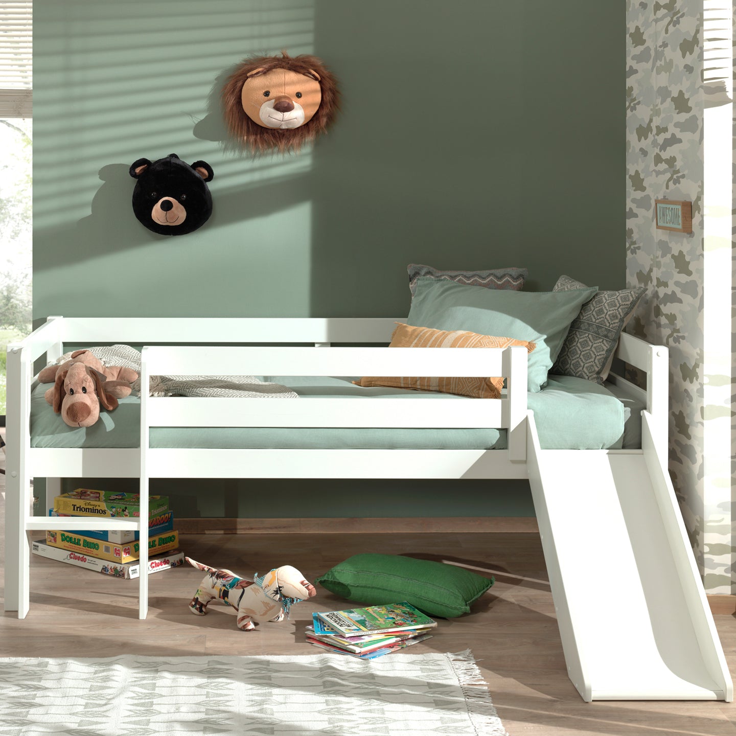 Vipack Pino Halfhoogslaper met Glijbaan 90 x 200 cm - Wit