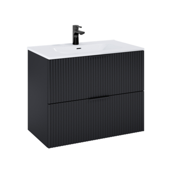 Atlantic wastafelonderkast Raff zwart ribbelfront 80 x 45,2 x 63,5 cm