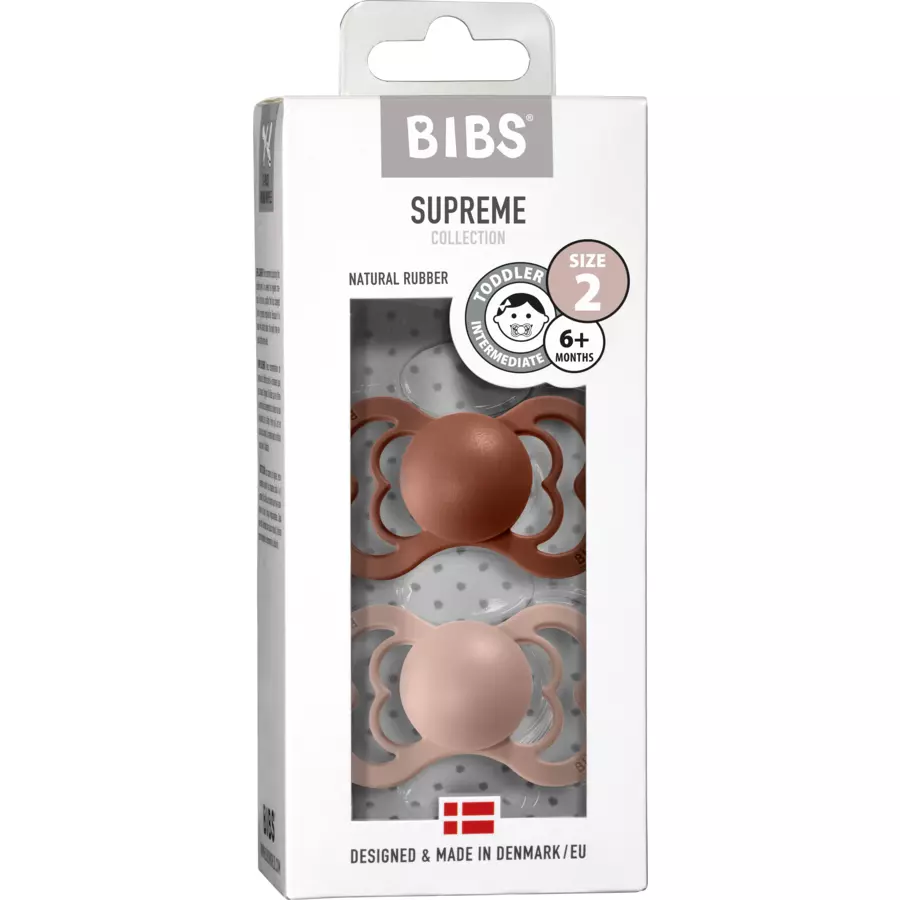 BIBS® Schnuller Supreme Blush  Woodchuck Latex 6-36 Monate, 2 Stk.
