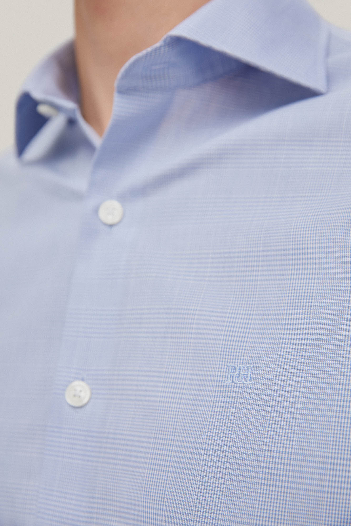 Camisa social, xadrez Príncipe de Gales, não precisa passar e é resistente a manchas - Azul