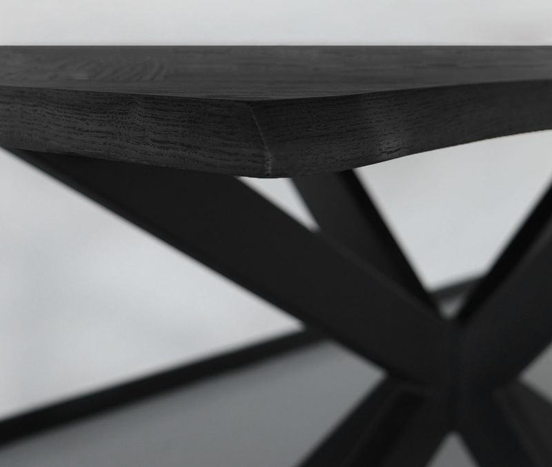 Eettafel langwerpig visgraat 180cm Otis zwart langwerpige tafel