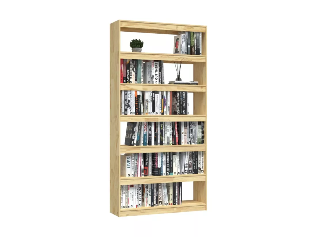 Bibliothèque-Séparateur de pièce 100x30x200 Pin massif